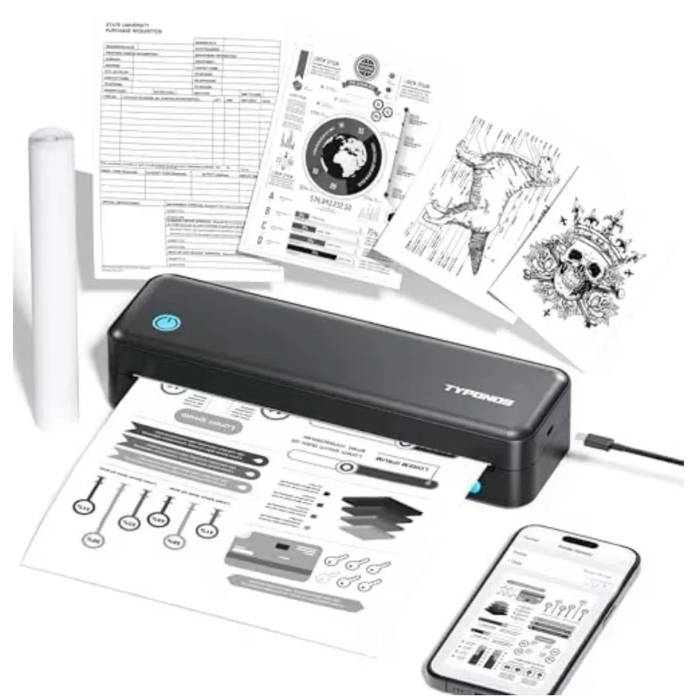 Portable wireless Bluetooth printer support thermal paper
